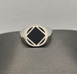 NA Black Inlay Service Symbol Signet Ring .925 Sterling Silver NAR-37 image 0