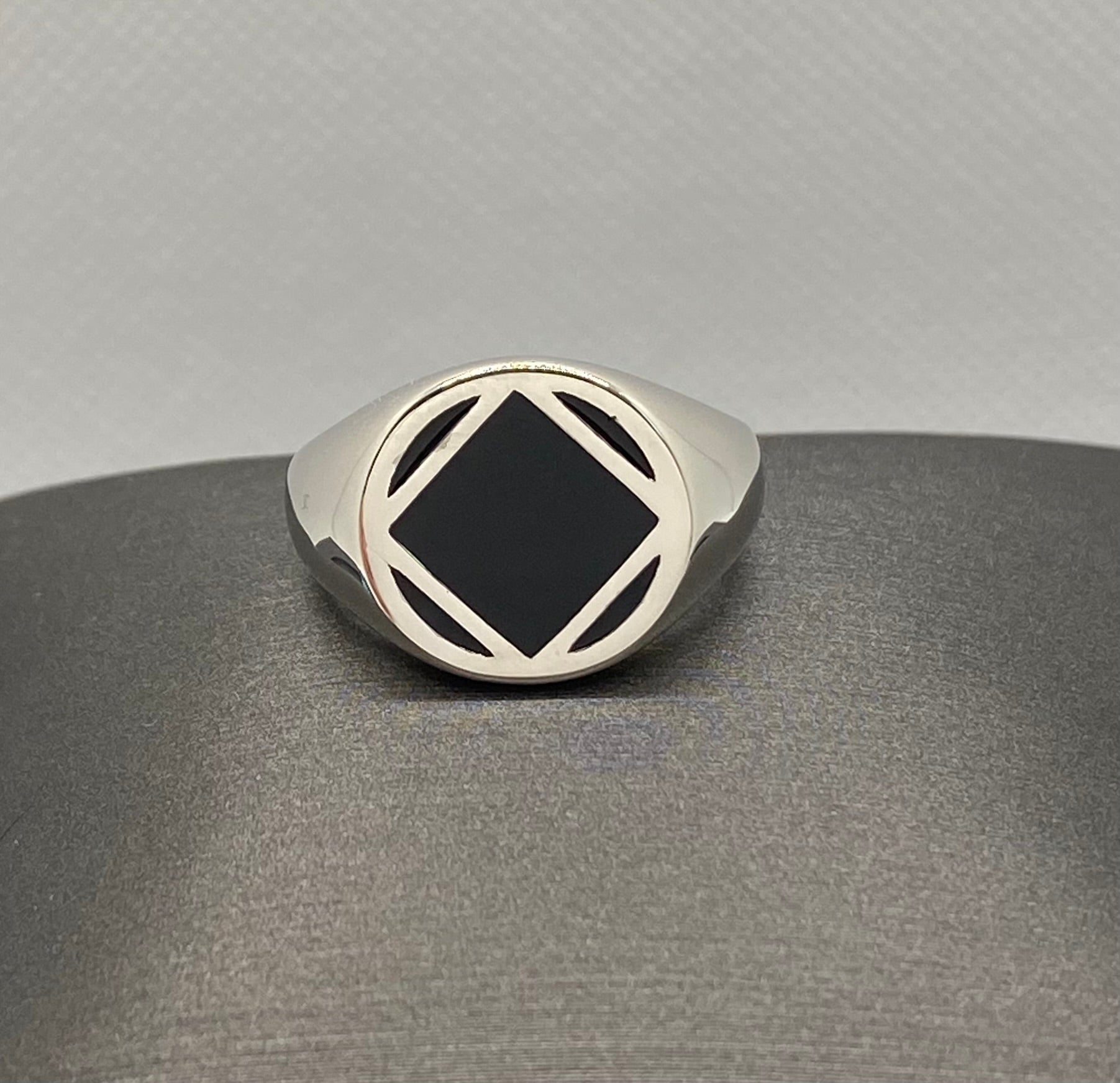 NA Black Inlay Service Symbol Signet Ring .925 Sterling Silver NAR-37 image 0