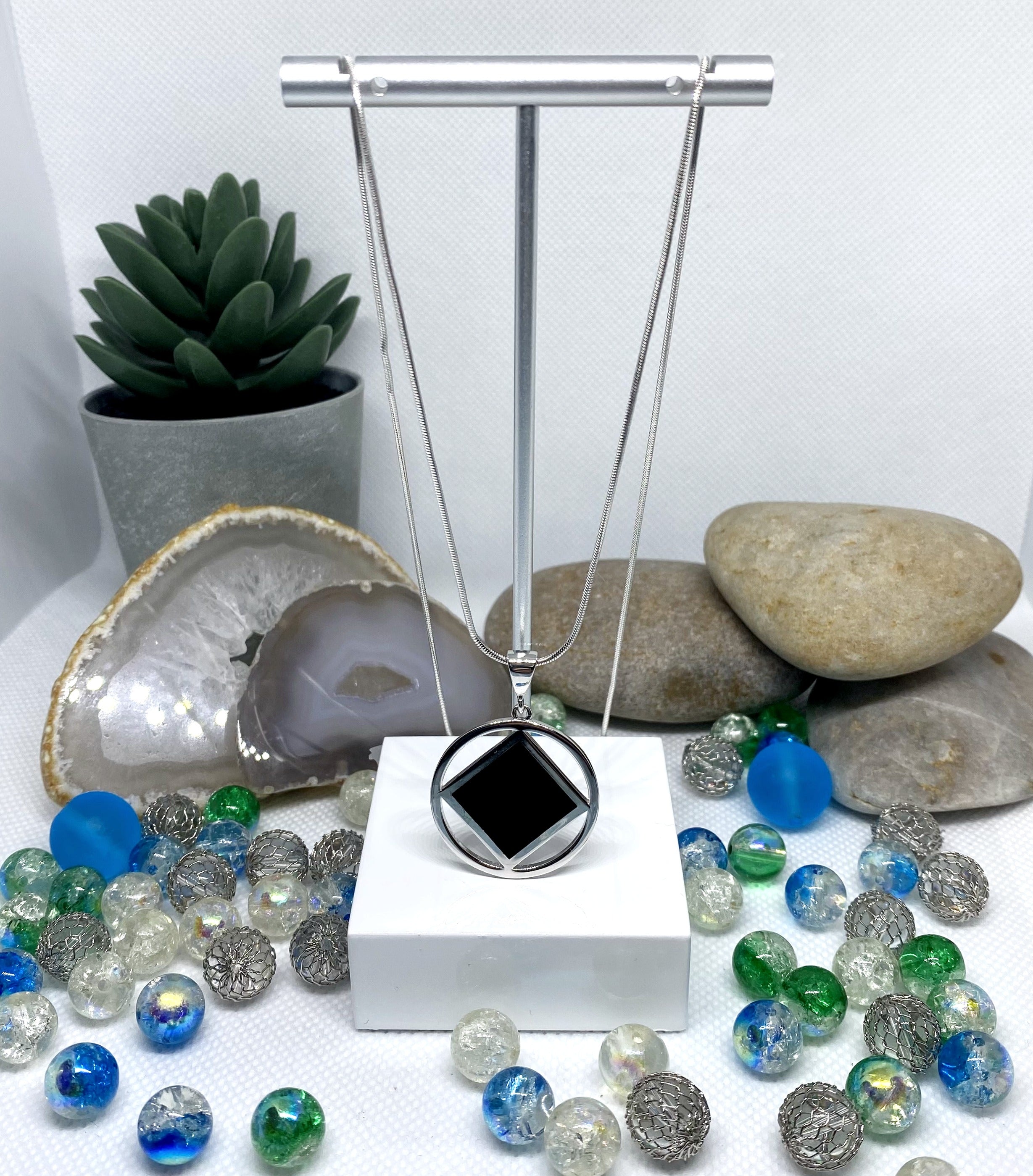 Large NA Service Symbol Black Pendant .925 sterling silver image 1