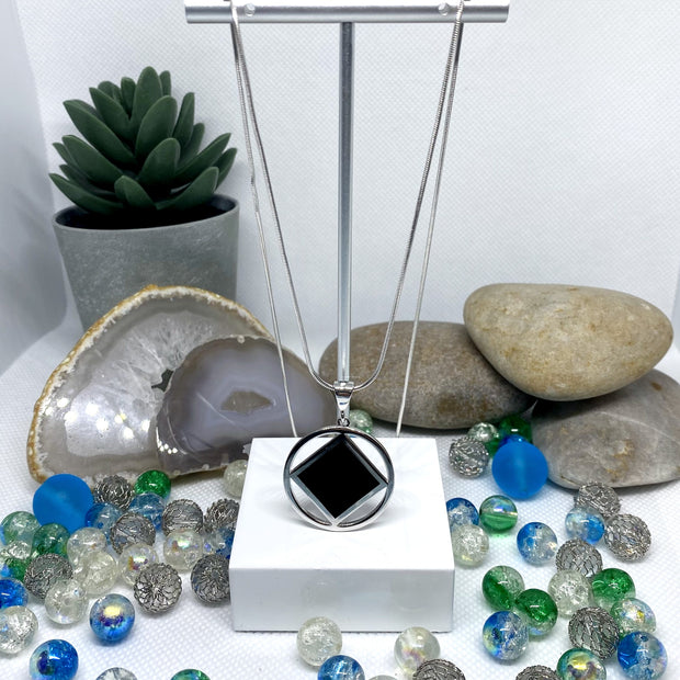 Large NA Service Symbol Black Pendant .925 sterling silver image 1