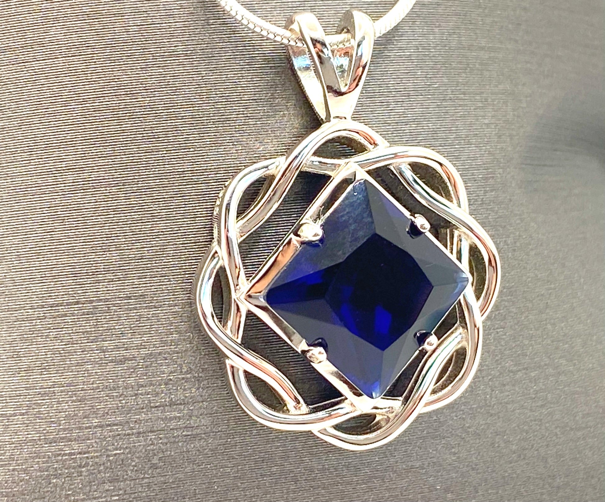 Medium Basket Weave Service Symbol Pendant with Birthstone .925 sterling silver image 5