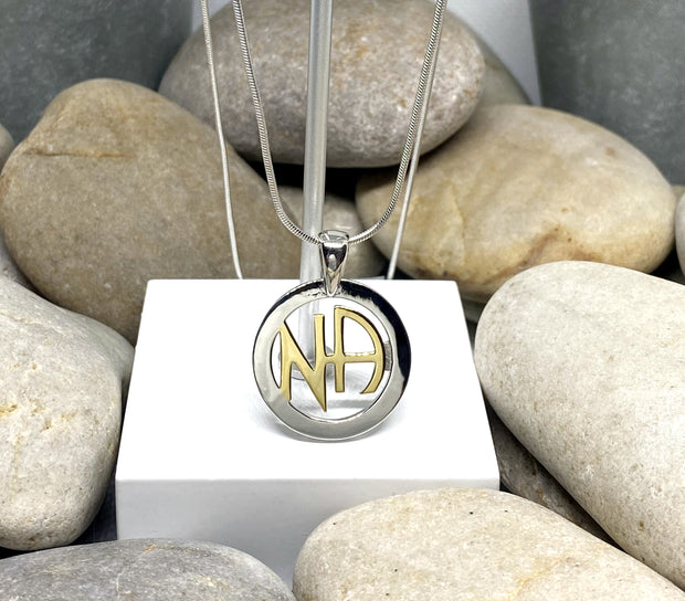 NA Pendant .925 sterling silver with 18k gold plated NA in center image 0