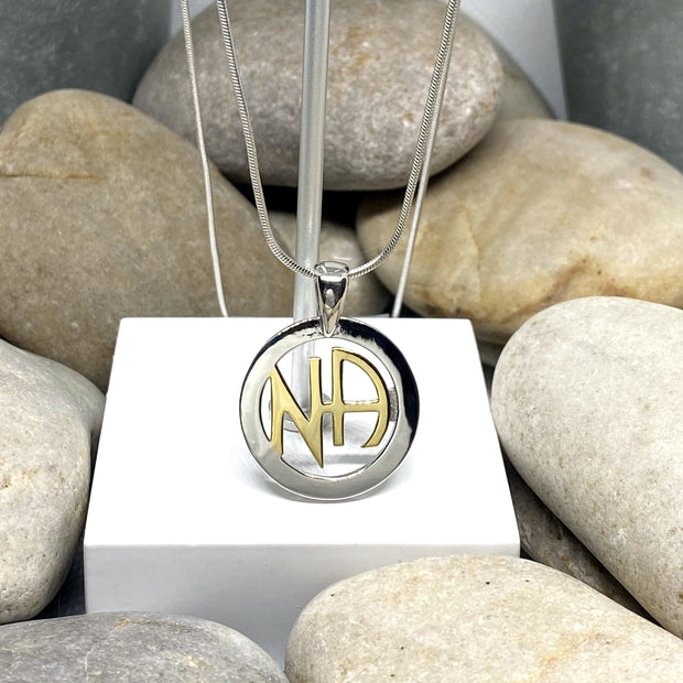 NA Pendant .925 sterling silver with 18k gold plated NA in center image 0