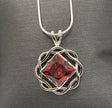 Medium Basket Weave Service Symbol Pendant with Birthstone .925 sterling silver image 3