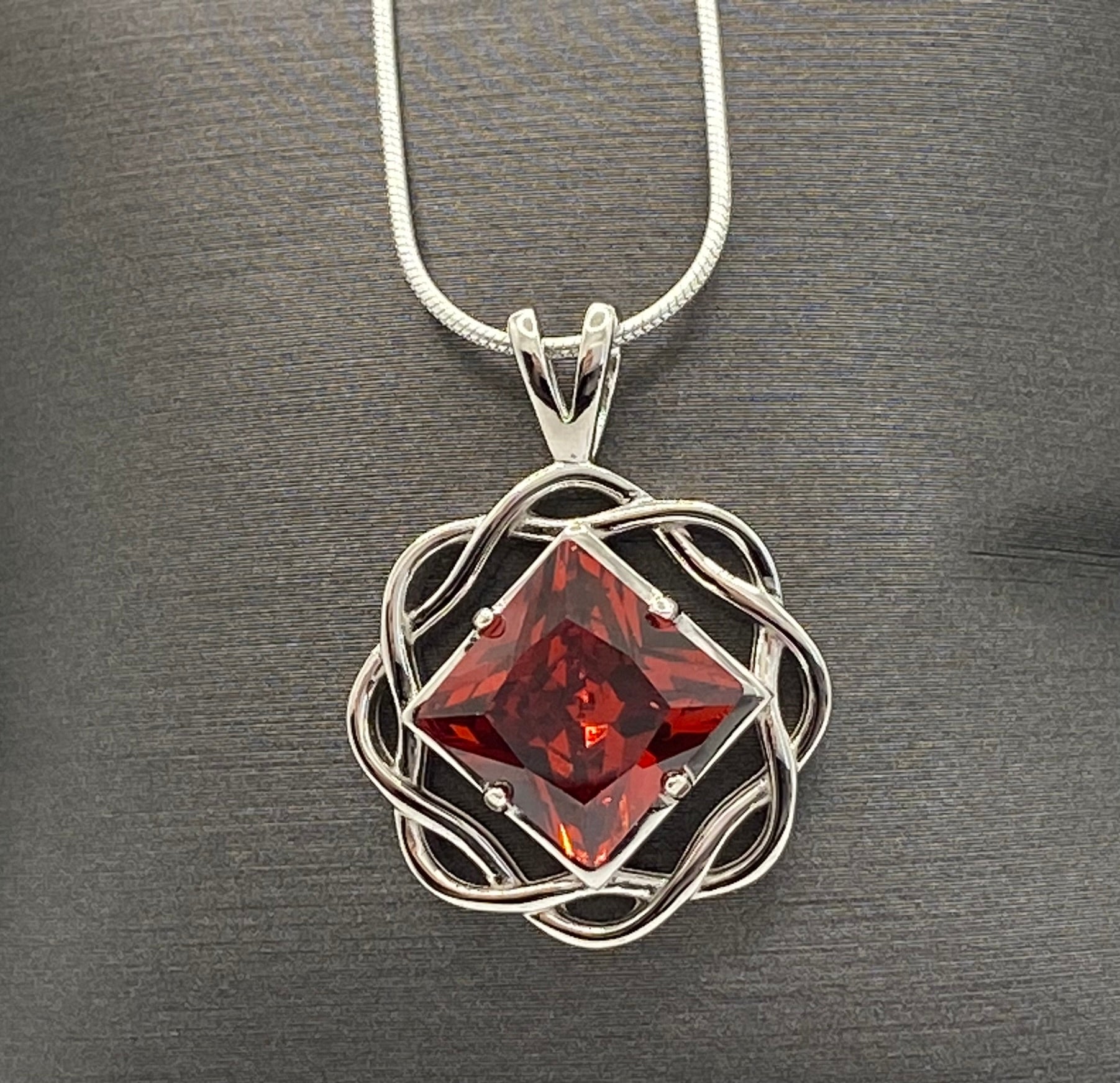 Medium Basket Weave Service Symbol Pendant with Birthstone .925 sterling silver image 3