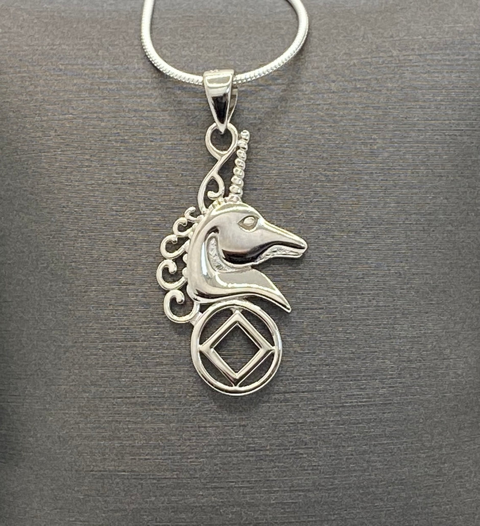 Unicorn with NA Service Symbol Pendant .925 sterling silver image 0