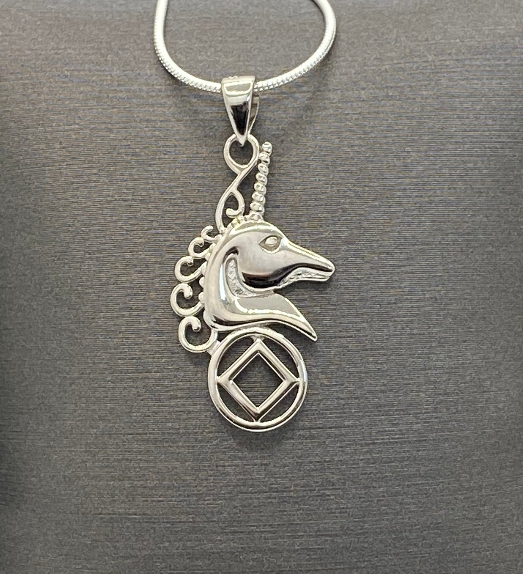 Unicorn with NA Service Symbol Pendant .925 sterling silver image 0