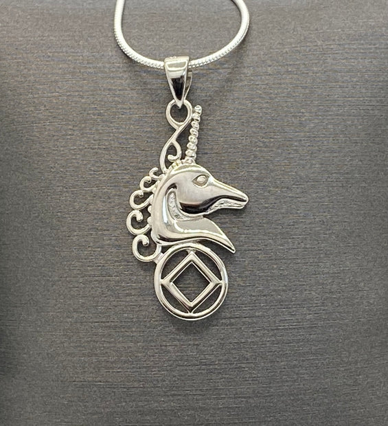 Unicorn with NA Service Symbol Pendant .925 sterling silver image 0