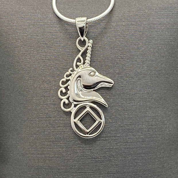 Unicorn with NA Service Symbol Pendant .925 sterling silver image 0