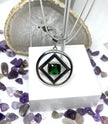 Large NA service symbol Pendant .925 sterling silver with colored cubic zirconia image 0