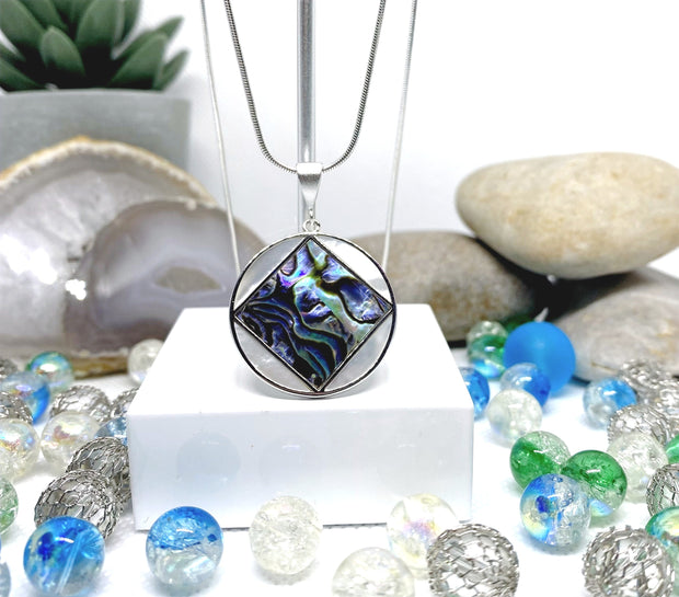 NA Service Symbol Abalone and mother of pearl Pendant .925 sterling image 0