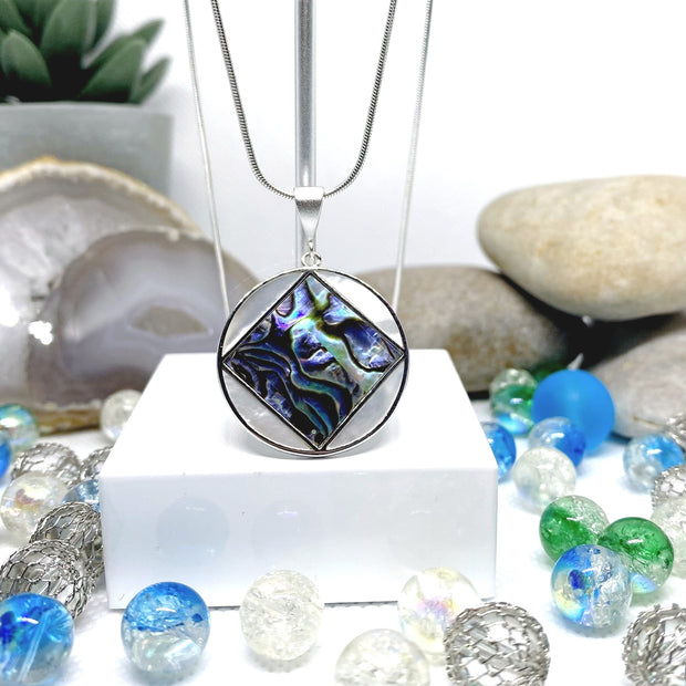 NA Service Symbol Abalone and mother of pearl Pendant .925 sterling image 0