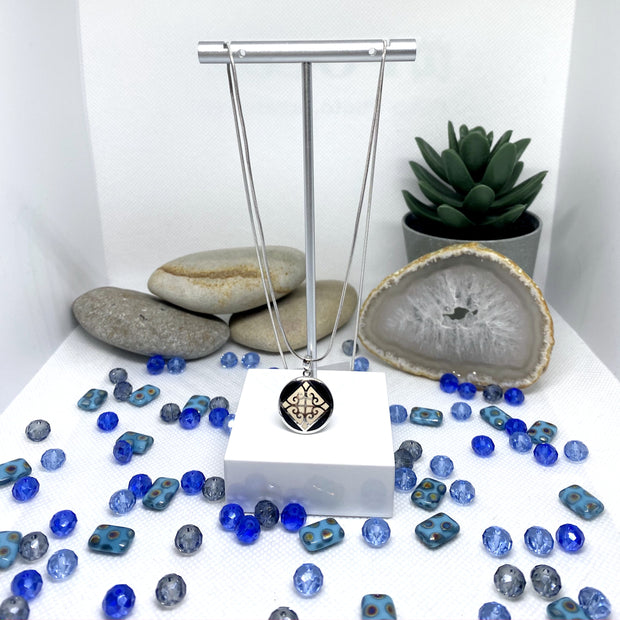 Small NA Pendant with black and white enamel image 1