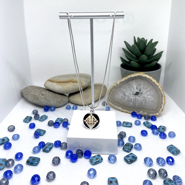 Small NA Pendant with black and white enamel image 1