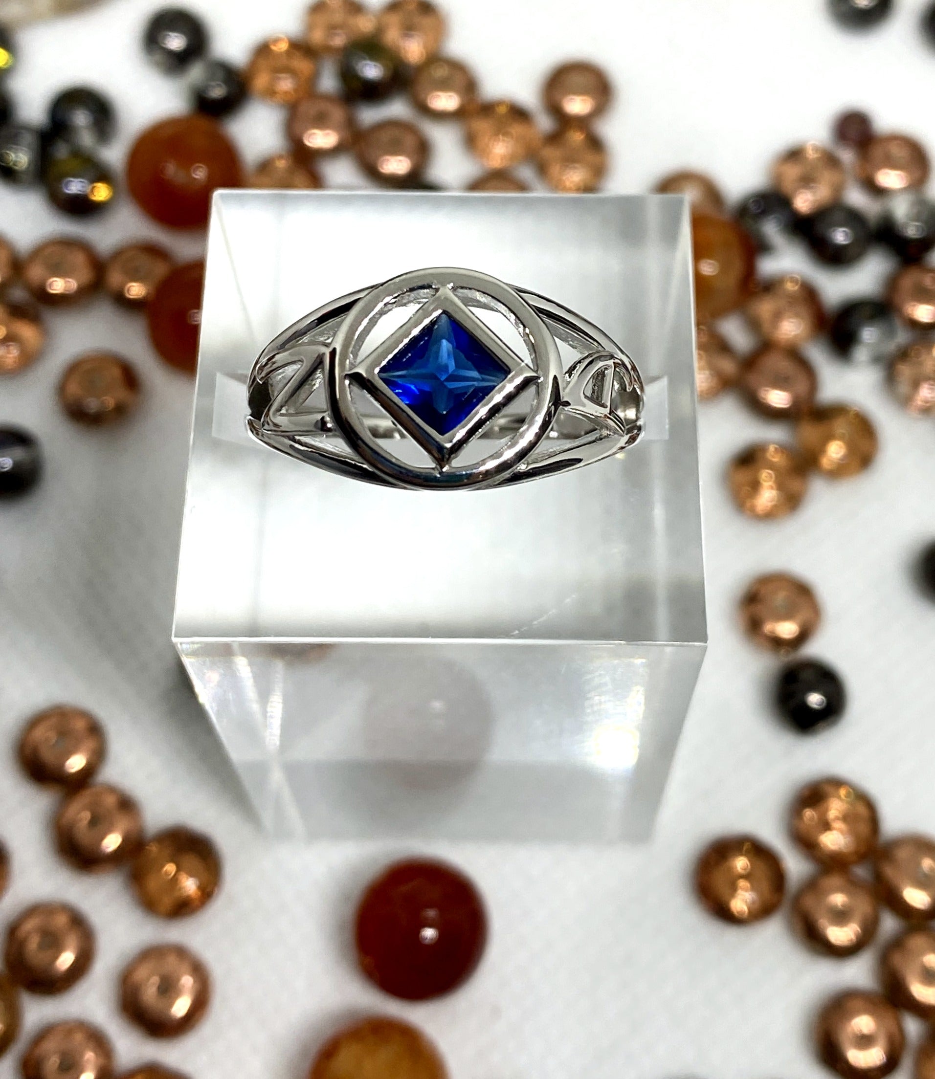 NA Sterling Silver Service Symbol Ring with CZ NAR-03 image 1