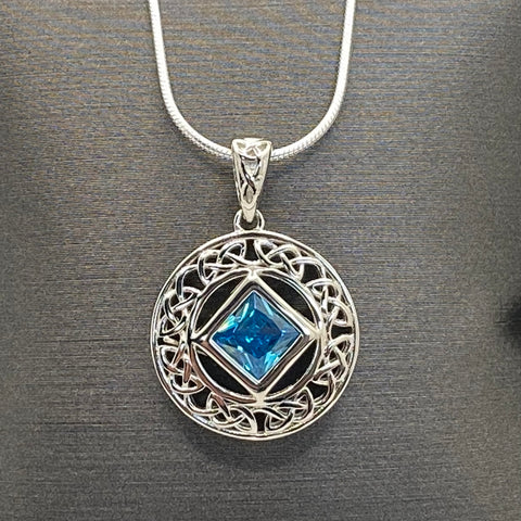 NA Service Symbol Celtic Pendant with CZ stone in center image 0