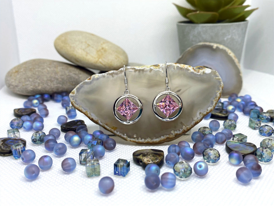 Medium Sterling Silver NA Earrings with stones NAE-08 image 0