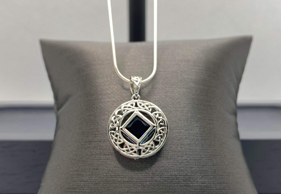 NA Service Symbol Celtic Pendant with CZ stone in center image 8