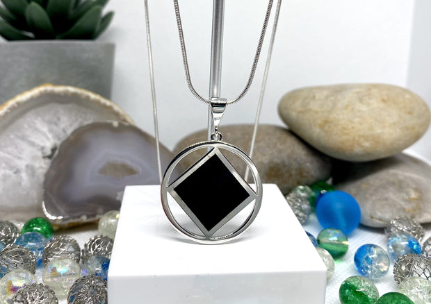 Large NA Service Symbol Black Pendant .925 sterling silver image 0