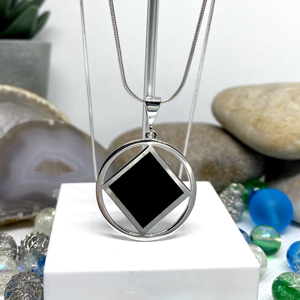 Large NA Service Symbol Black Pendant .925 sterling silver image 0