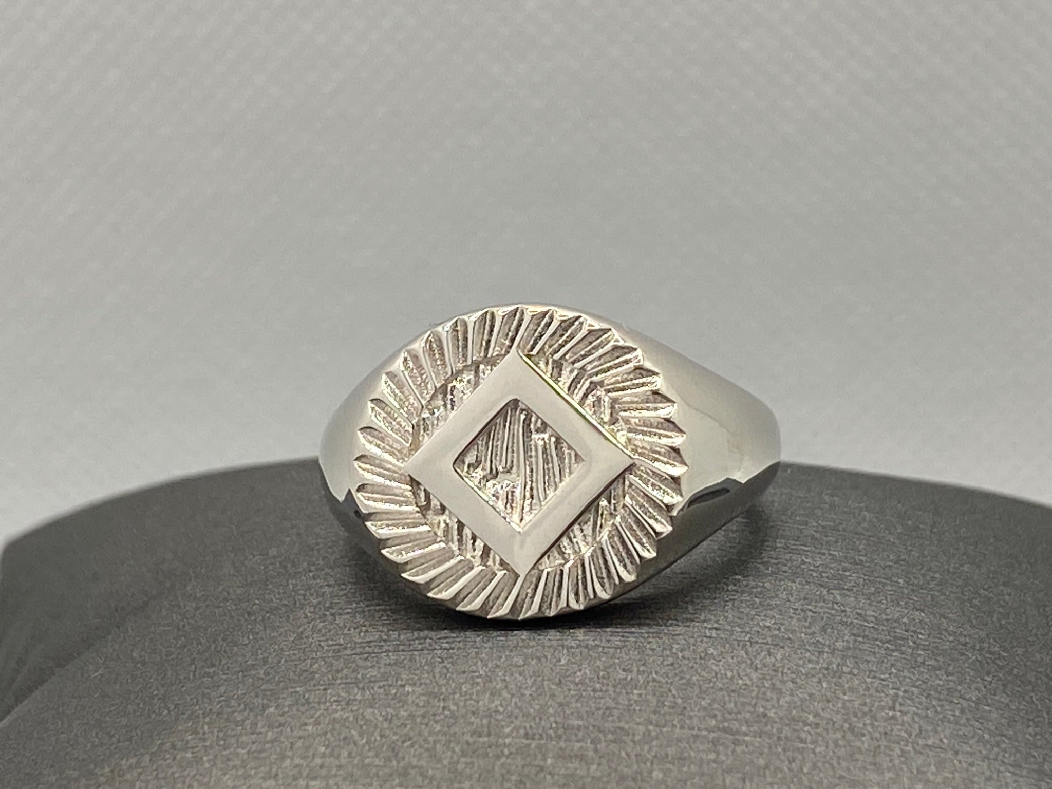 NA Diamond Cut Service Symbol Signet Ring .925 Sterling Silver NAR-39 image 0