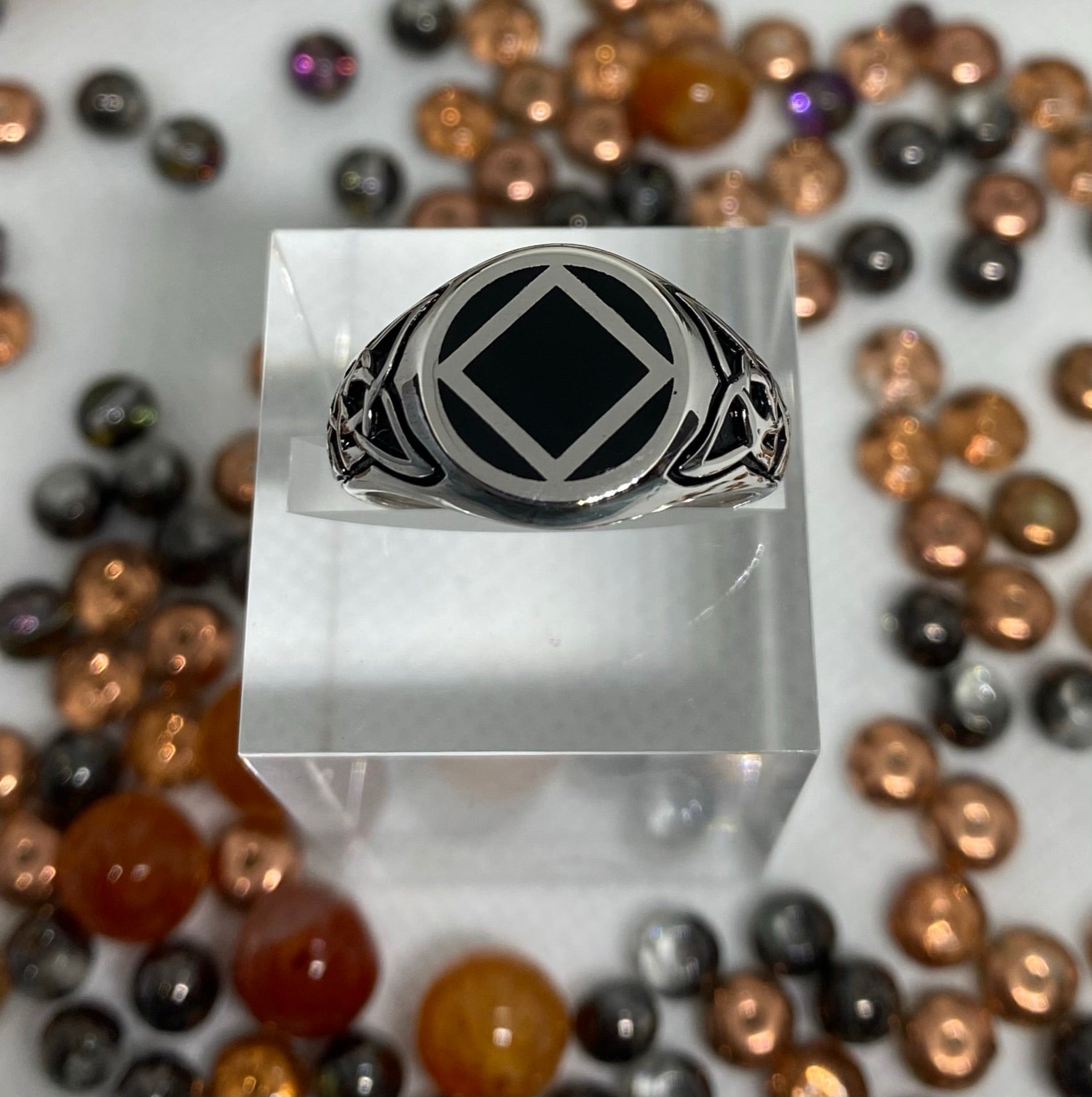 NA Tribal Ring with Black inlay Sterling Silver Ring .925 NAR-14 image 0
