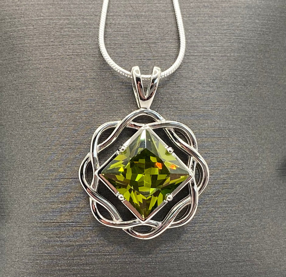 Medium Basket Weave Service Symbol Pendant with Birthstone .925 sterling silver image 4