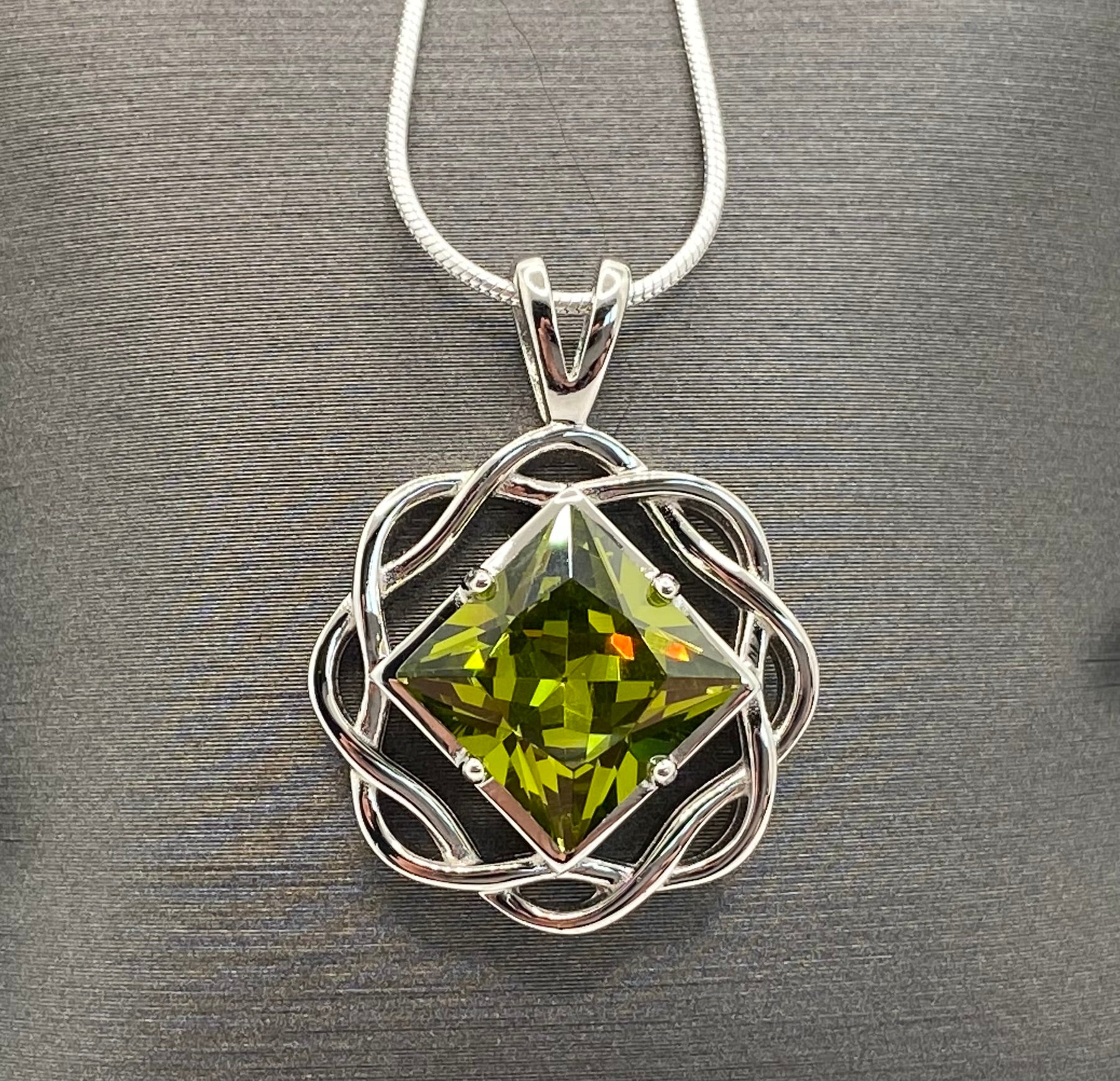 Medium Basket Weave Service Symbol Pendant with Birthstone .925 sterling silver image 4