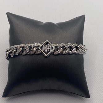 NA logo 10mm curb chain bracelet with encrusted cubic zirconia (NAB-03) image 0