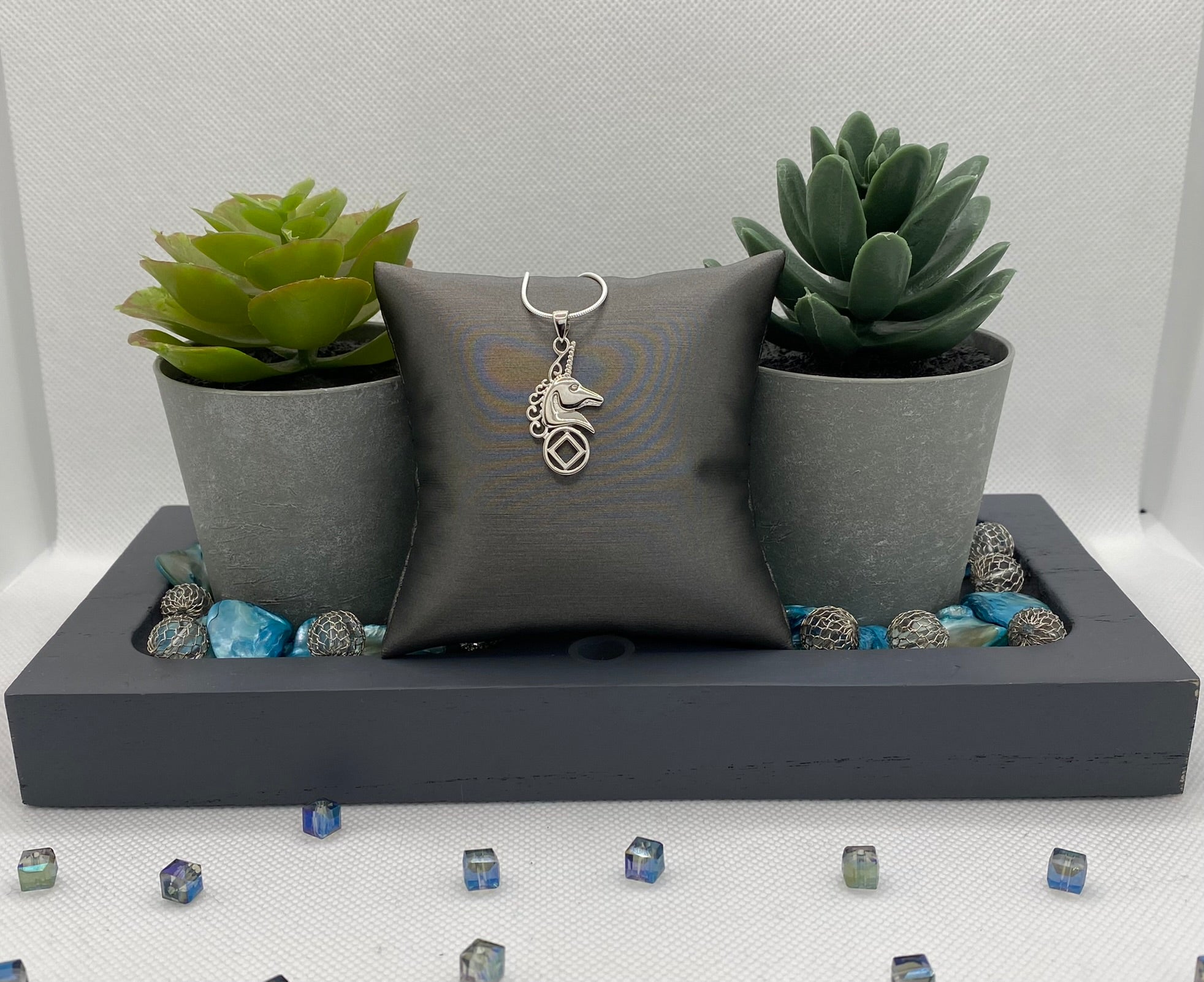 Unicorn with NA Service Symbol Pendant .925 sterling silver image 1