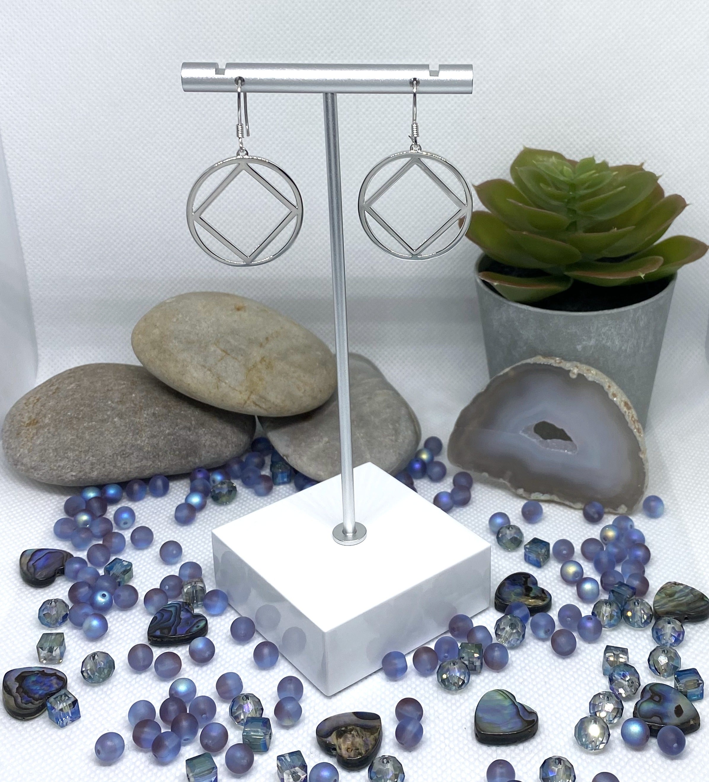 Large Sterling Silver .925 earrings with NA Service Symbol NAE-01 image 1