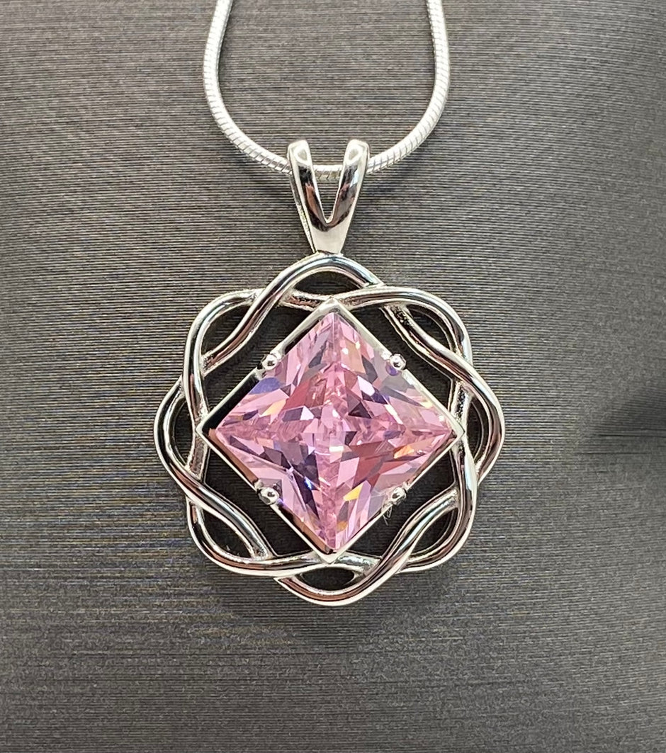 Medium Basket Weave Service Symbol Pendant with Birthstone .925 sterling silver image 6