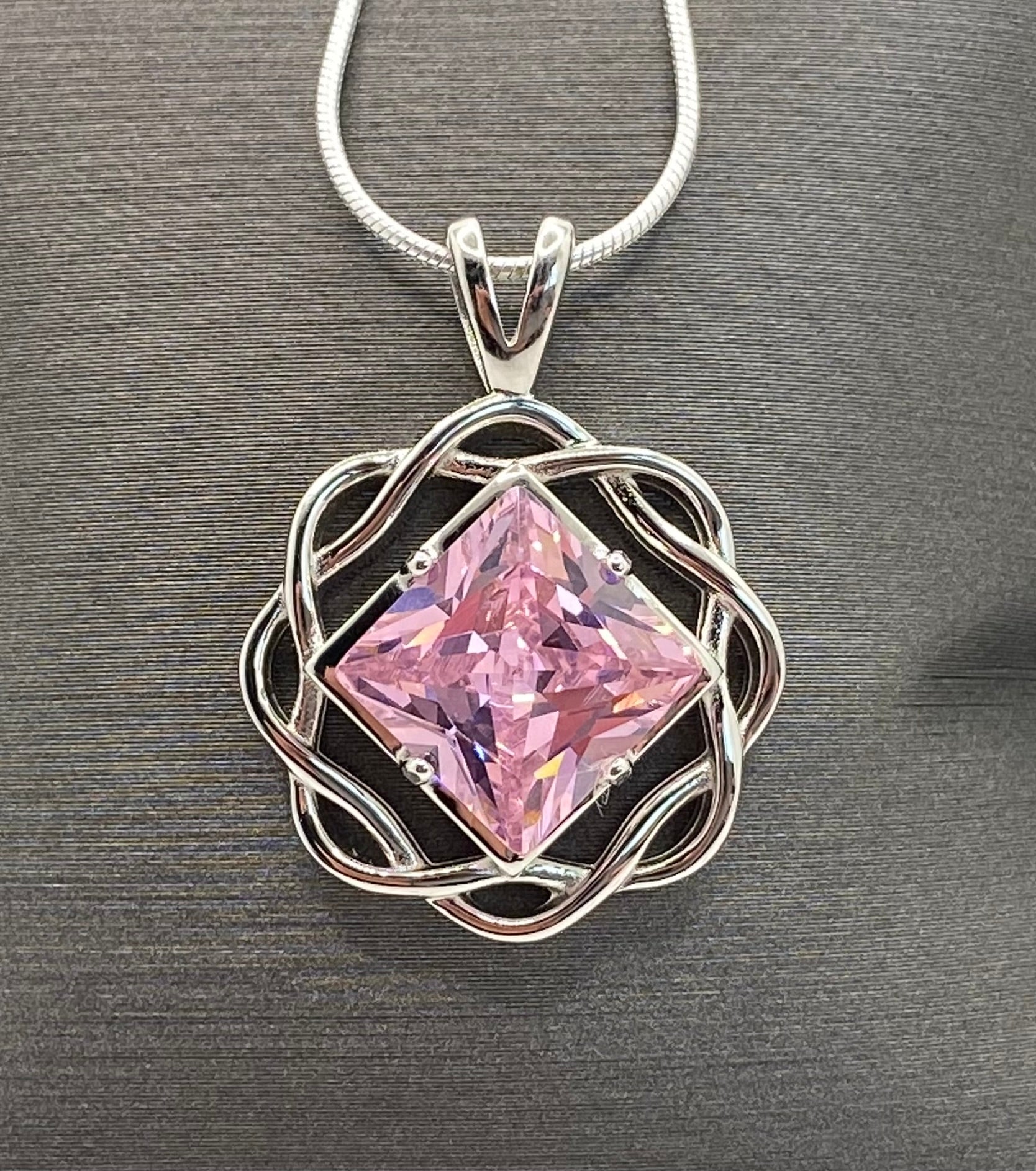 Medium Basket Weave Service Symbol Pendant with Birthstone .925 sterling silver image 6