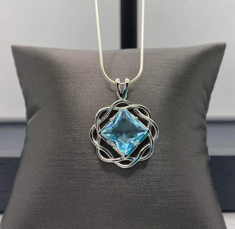 Medium Basket Weave Service Symbol Pendant with Birthstone .925 sterling silver image 10