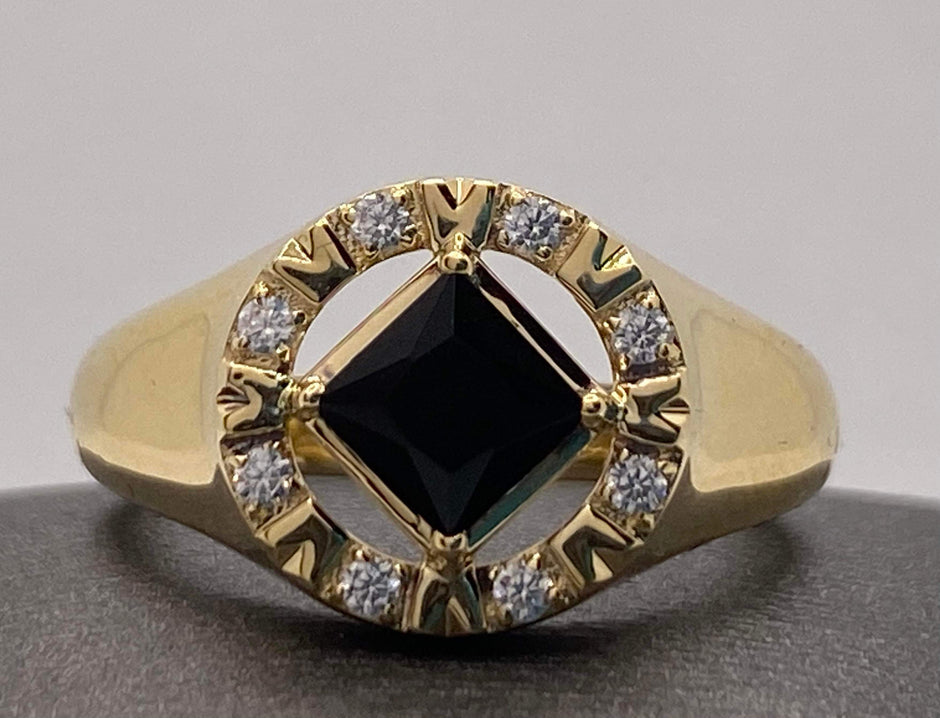 10K NA Service Symbol Rings with genuine black onyx and diamonds. (NAP-04-G-O) image 0