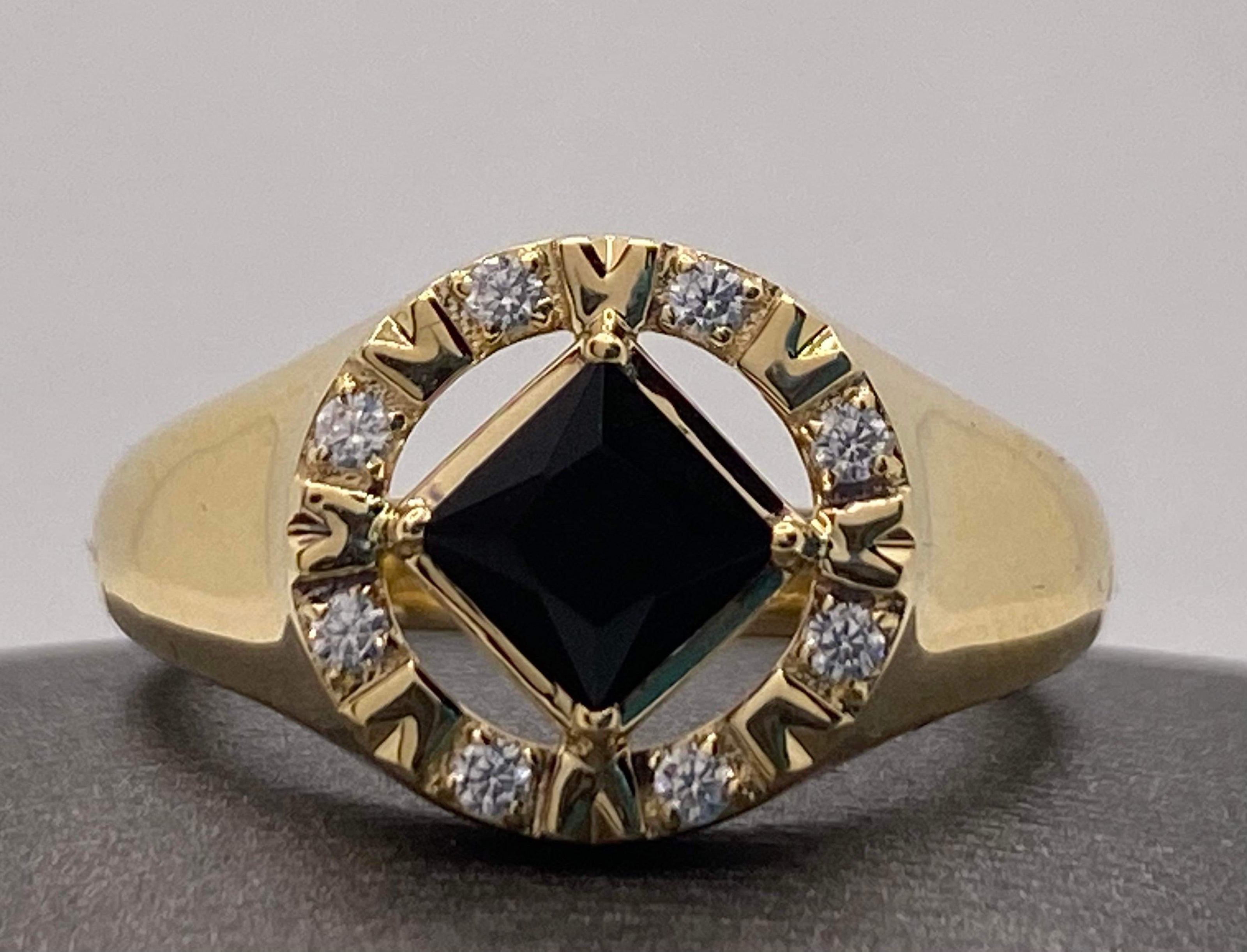 10K NA Service Symbol Rings with genuine black onyx and diamonds. (NAP-04-G-O) image 0