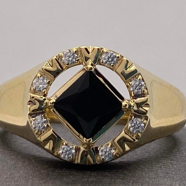 10K NA Service Symbol Rings with genuine black onyx and diamonds. (NAP-04-G-O) image 0