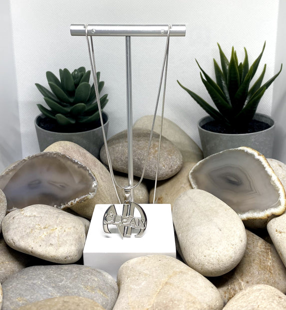 Large NA Pendant .925 sterling silver with "clean" in center image 1