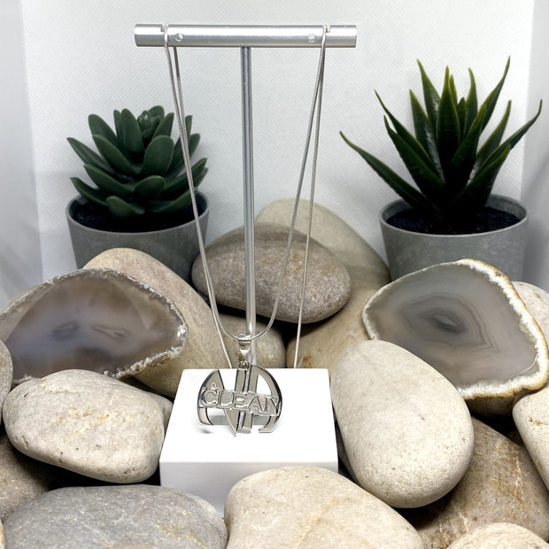 Large NA Pendant .925 sterling silver with "clean" in center image 1