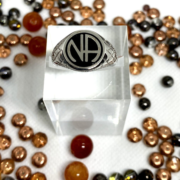 NA sterling silver and black enamel ring NAR-20 image 0