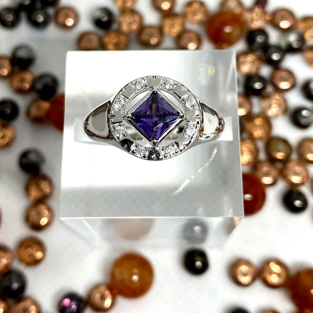 NA service symbol sterling silver ring with cubic zirconia NAR-04 image 1