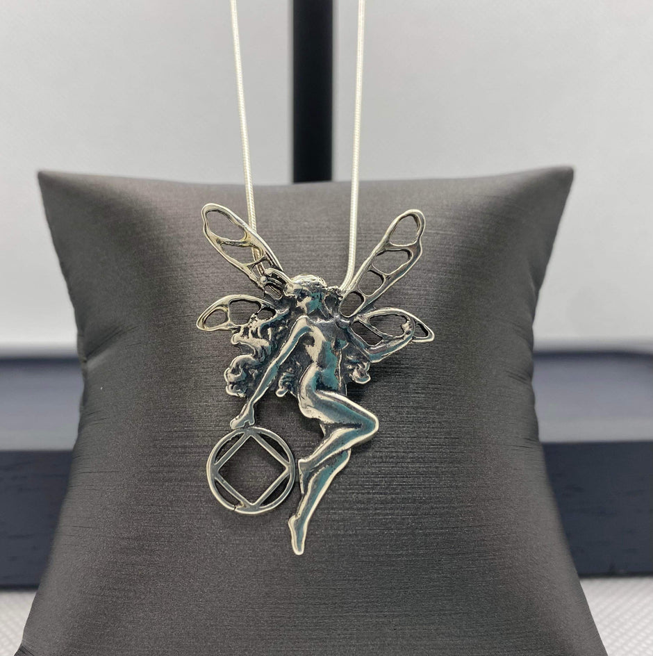 Fairy with NA Logo Pendant .925 sterling silver 40mm (NAP-69) image 0