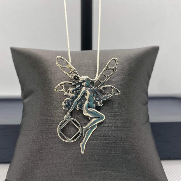 Fairy with NA Logo Pendant .925 sterling silver 40mm (NAP-69) image 0
