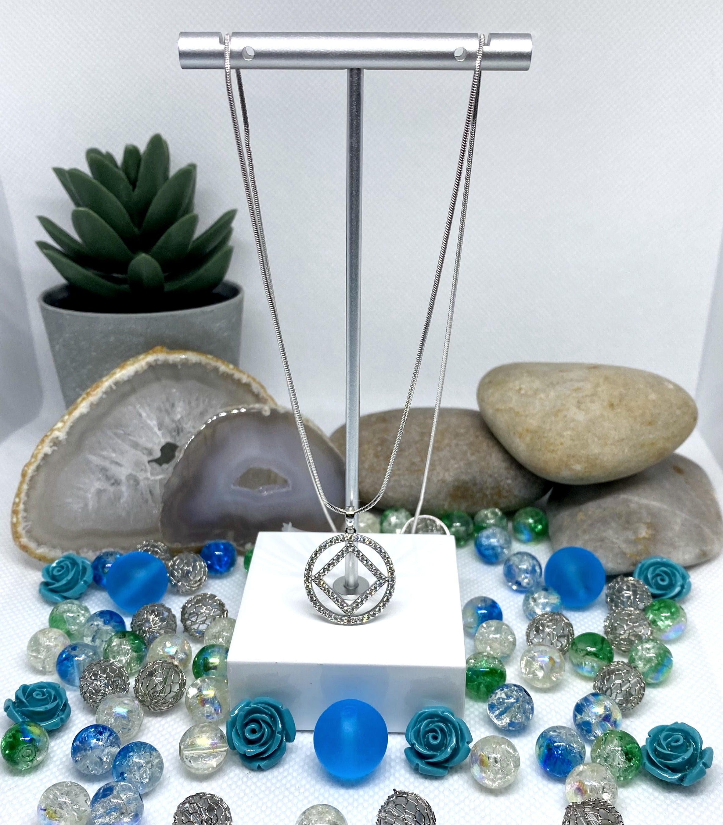 Cubic Zirconia NA service Symbol Pendant .925 sterling image 1