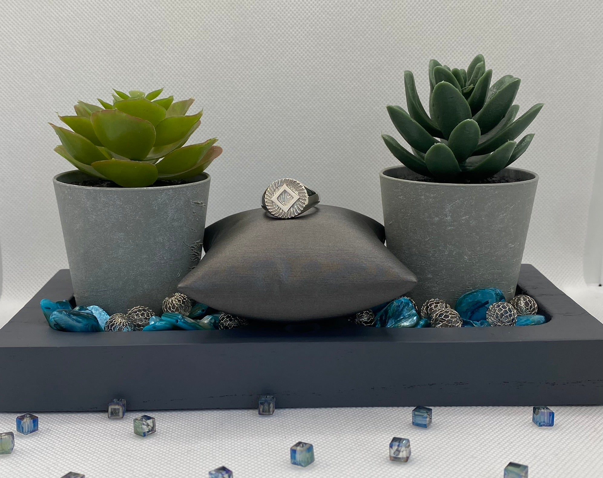 NA Diamond Cut Service Symbol Signet Ring .925 Sterling Silver NAR-39 image 1