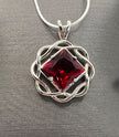 Medium Basket Weave Service Symbol Pendant with Birthstone .925 sterling silver image 0