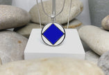 Blue and White Basic Text NA Pendant .925 sterling silver image 0