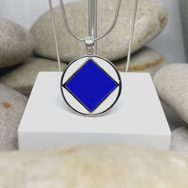 Blue and White Basic Text NA Pendant .925 sterling silver image 0