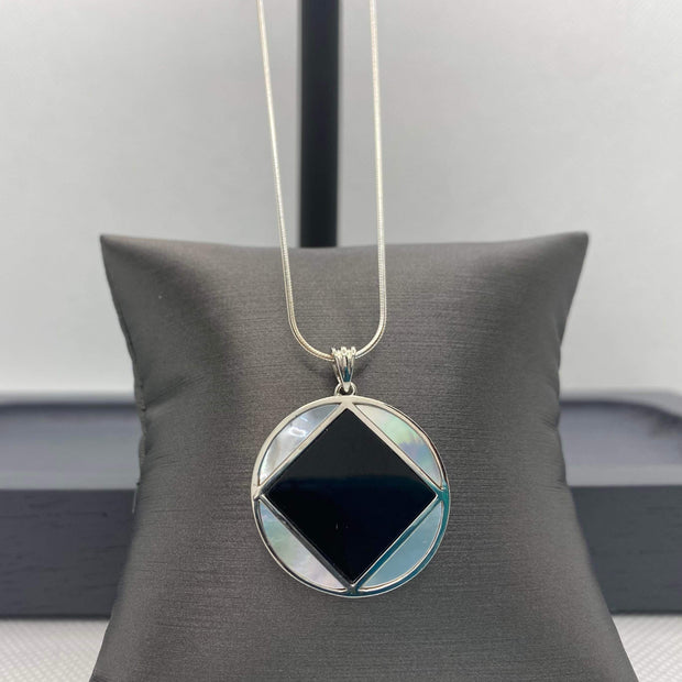 NA Service Symbol Black Onyx and Mother of Pearl Pendant image 0