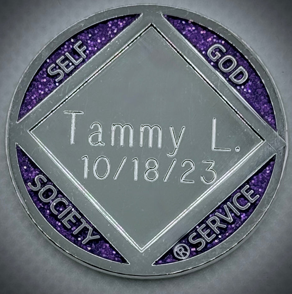 Custom Engraved Purple NA Butterfly Medallion
